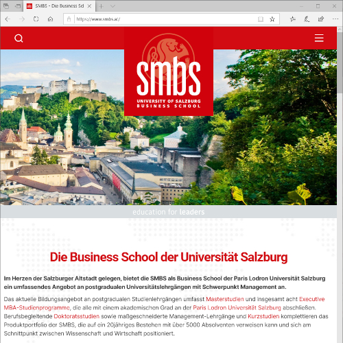 Oberfläche der neuen Homepage